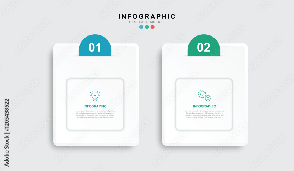 Poster vector infographic label design template, with icons and 2 options or steps.