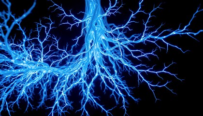 Glowing Blue Network Branches Abstract Digital Illustration