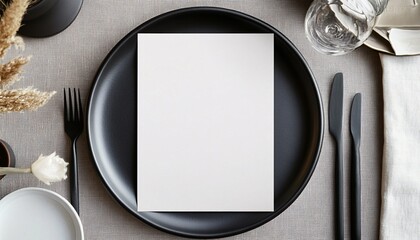 Elegant matte black ceramic backdrop featuring a centered menu mockup for sophisticated dining experiences. Perfect for showcasing culinary offerings in a modern setting.