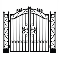 Fence Gate vector illustration, Iron door clipart Design