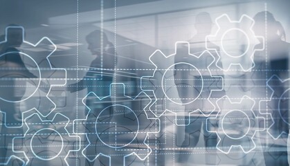 Technology Gears and industry 4.0 smart factory concept