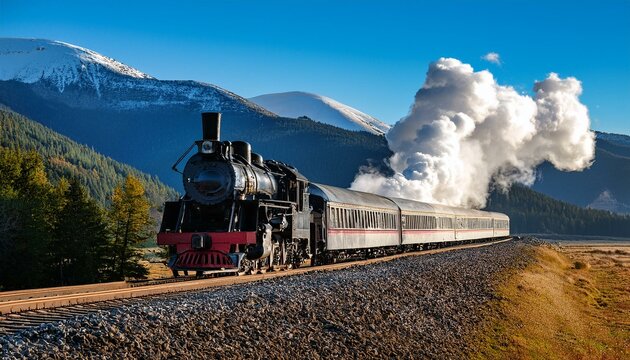 steam train in the mountains