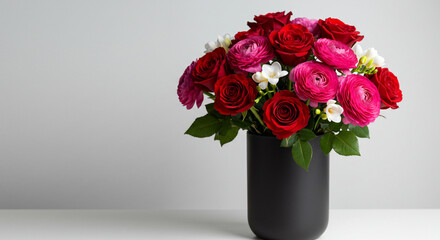 Fototapeta premium bouquet of red roses Heart of Roses Artificial Flowers Wall for Background in vintage style
