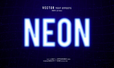 Neon editable vector graphic resources 3d text effect design