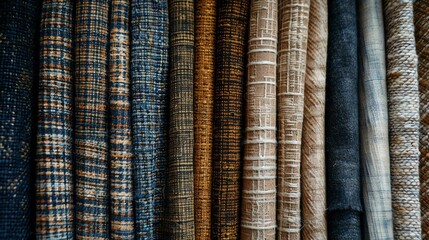 A collection of fabric swatches in a variety of textures and colors.