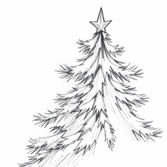 Obraz premium pencil drawing of a Christmas tree