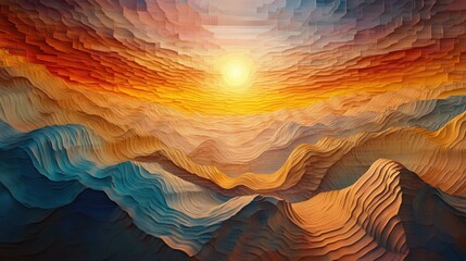 Sand Dune Landscape at Sunset: Generative AI Artwork