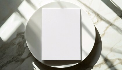 Elegant Menu Mockup Displayed on a Circular White Plate, Showcasing a Clean and Modern Design Ideal for Restaurants and Cafes