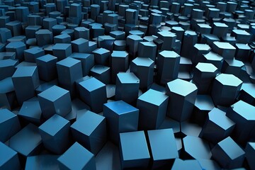 Obraz premium Modern blue geometric shapes 3d abstract technology background. Generative AI