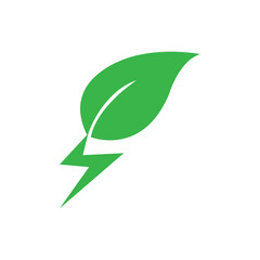 Obraz premium Save energy symbol. Energy icon with green leaf. Eco friendly, environmentally. Eco icon. Vector illustration.