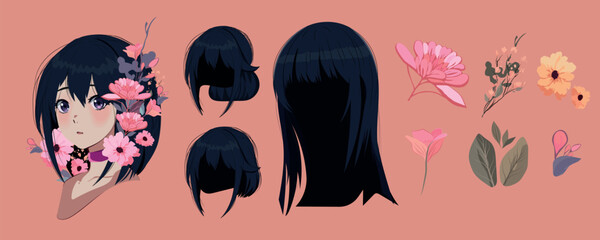 anime girl beautiful princess aries. Vector illustration