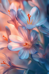 Delicate Crocuses Blooming in Spring. A close-up of crocus flowers in early spring.