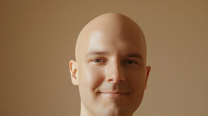 Bald man with thumbs up gesture against neutral background