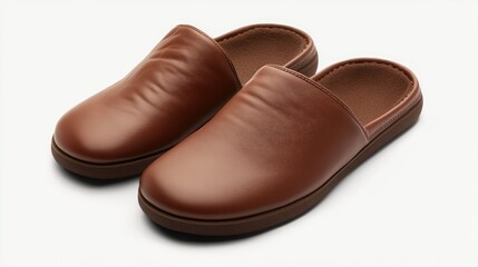 Cozy brown leather finance slippers with stylish financial details