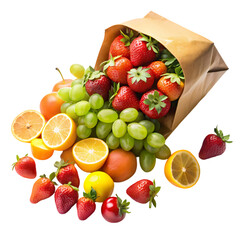 Premium of fresh fruit mockup pouring out of recycle