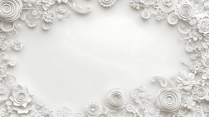 White Paper Flowers Frame Elegant Design