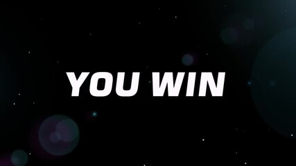 Colourful you win text animated with glitch effect