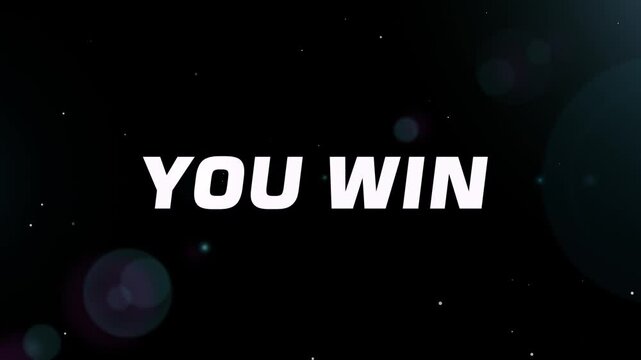Colourful you win text animated with glitch effect