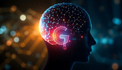 Obraz premium Abstract Representation Of A Human Brain With G Symbol