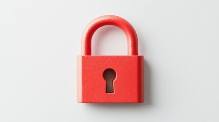 Naklejka premium Red lock symbol on clean white background