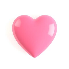 Bright Pink Heart on White Background: Valentine's Day Symbol for Love and Romance