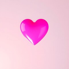 Bright Pink Heart on White Background: Valentine's Day Symbol for Love and Romance