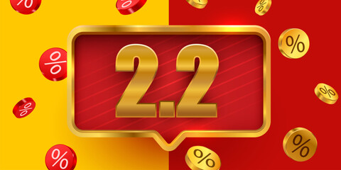 2.2 discount flash sale background. Vector illustration for shopping day, online shopping, special Offer coupon, voucher, banner template, websites, social media advertising.