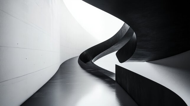 Abstract contemporary architecture with minimalist design and contrasting black and white shapes