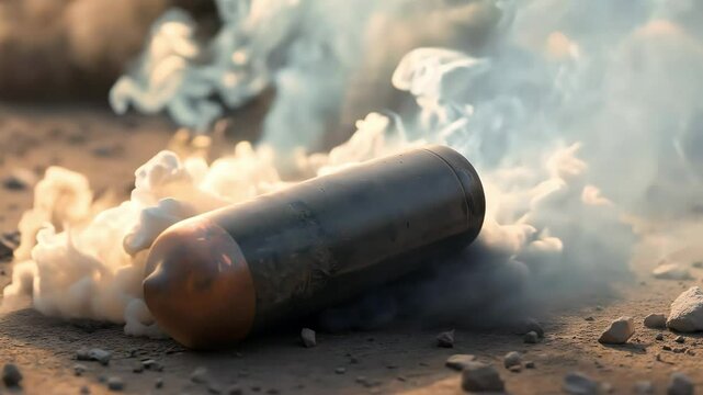 A bomb with smoke coming out	