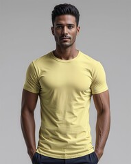 Fototapeta premium man wearing a plain t-shirt, mockup product photo, casual clothes