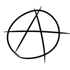 Hand drawn black anarchy sign vector illustration 