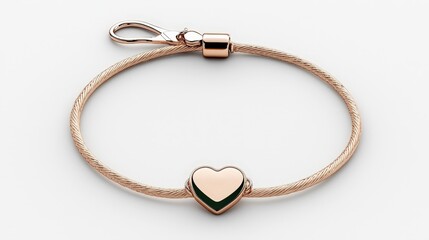 Obraz premium Elegant Rose Gold Bracelet with Heart Charm and Minimalist Design for Fashion Accessory Lovers