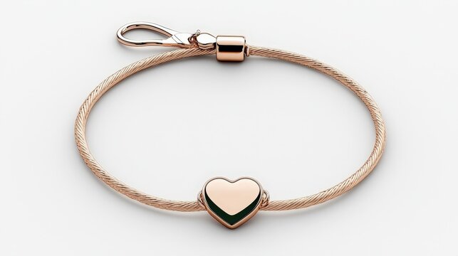 Elegant Rose Gold Bracelet with Heart Charm and Minimalist Design for Fashion Accessory Lovers