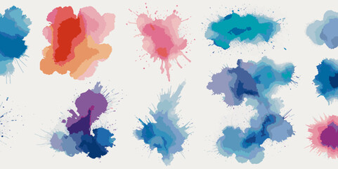 watercolor vector stains colors splash collection. Set of watercolor brush strokes