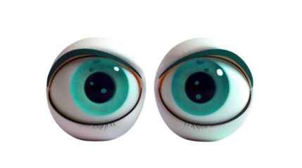 Cartoon eyes on transparent background