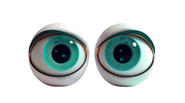 Cartoon eyes on transparent background