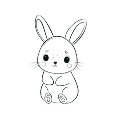 Adorable Easter Bunny Coloring Page for Kids with Simple Black and White Outline Design