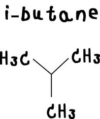 chemical structure of i-butane illustration on transparency background
