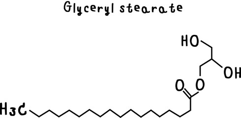 chemical structure of Glyceryl stearate  illustration on transparency background