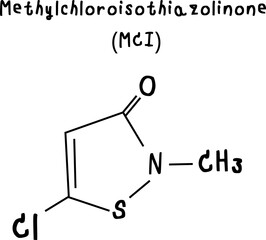 chemical structure of Methylchloroisothiazolinone  illustration on transparency background