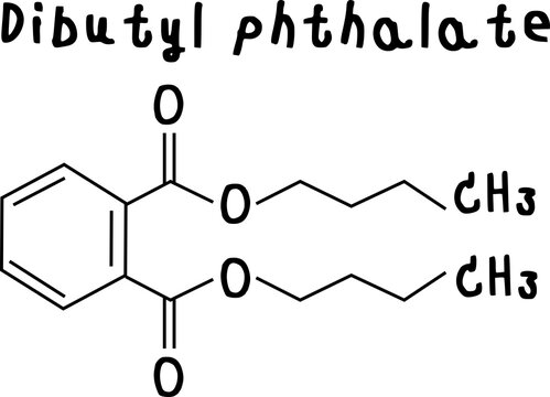 chemical structure of Dibutyl phthalate illustration on transparency background