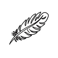 Obraz premium Minimalist line drawing of a feather for artistic and symbolic representation