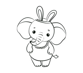 Adorable Little baby elephant Line Art Drawing for Coloring and Kids' Creative Activities