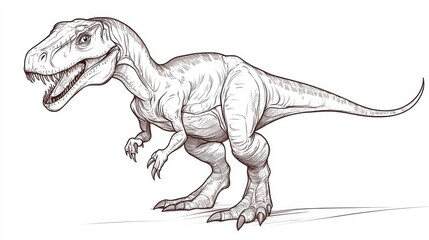 Fototapeta premium Realistic Sketch of a Tyrannosaurus Rex Dinosaur in Profile View