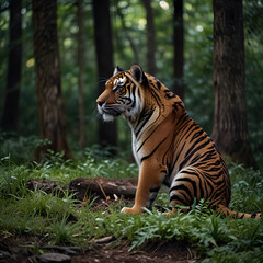 Obraz premium Tiger On The Forest