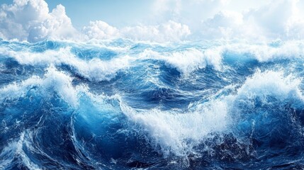 Ocean Waves Crashing Under a Cloudy Sky: A Dramatic Seascape