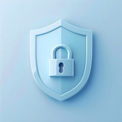 Secure Shield Icon in Pastel Blue and White Tones Symbolizing Safety and Privacy Protection