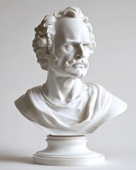 Obraz premium A stunning white marble bust showcasing classical artistry. This sculpture captures the essence of historical grandeur. Perfect for creative projects or educational purposes. Generative AI