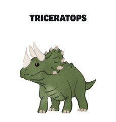 Illustration of a cute triceratops 01