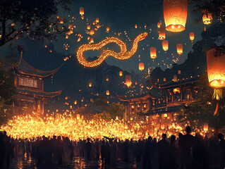 Fototapeta premium Unity Snake in Festive Glow